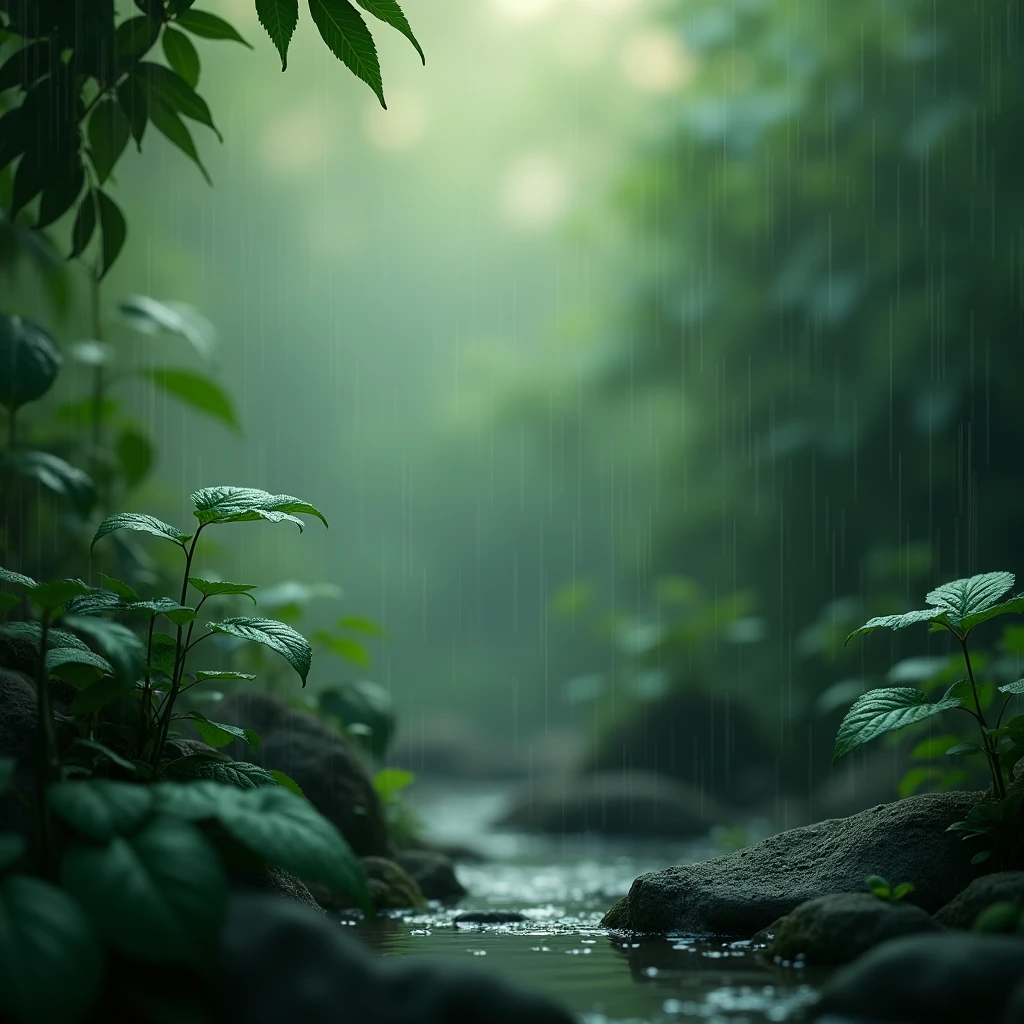 Heavy rain in the morning that wet the leaves