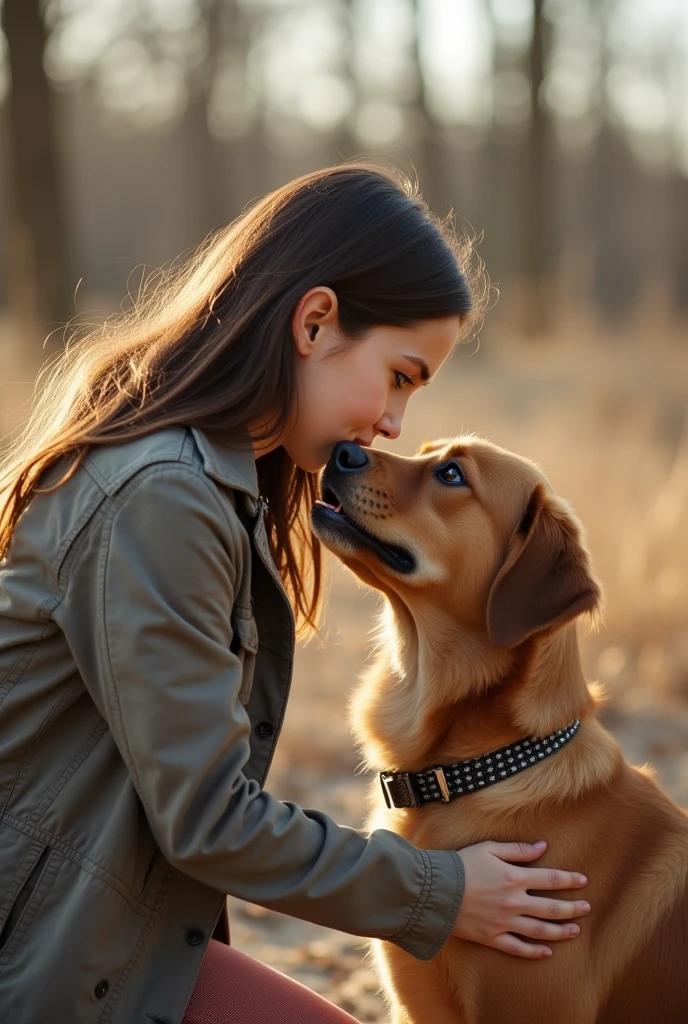 A girl is fucking by a dog