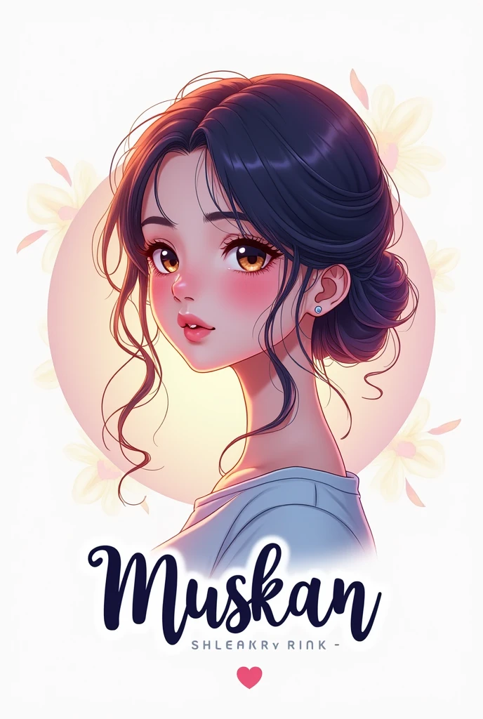 Make a beautiful girl instgram anime logo with muskan name