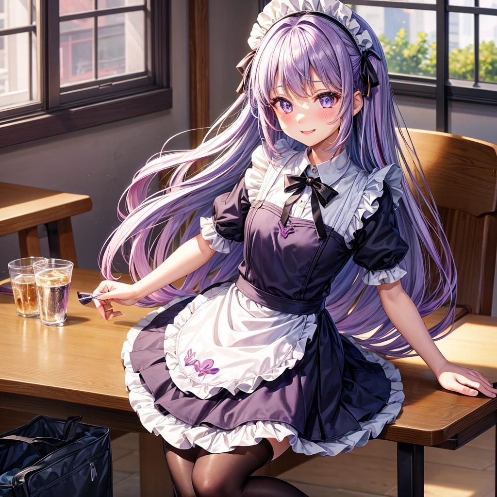middle School girls,smile,Best Quality,高次元美Girl,多次元美Girl,Several girls are depicted,Maid clothes,cuteMaid clothes,8k,Highest quality,Long Hair,cute,fluffy,Angel,新しいMaid clothes,Latest Fashion,Long Hair,Purple Eyes,Beautiful feet,美Girlの最上位,School,classroom,perfection,masterpiece,Have sparkling eyes,tights,Horny girl,Naughty Girls,美しいcute女の子,Horny girl,美しい美Girl,Multi-colored hair,Latest Fashion,Girl,