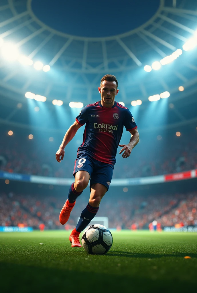 Create a captivating image for my Football content YouTube channel with a captivating and unique name for the page on it