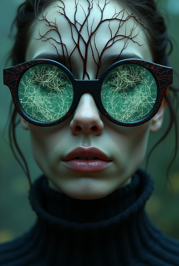 Vein vision glasses with veins on lenses. Whole view glasses only