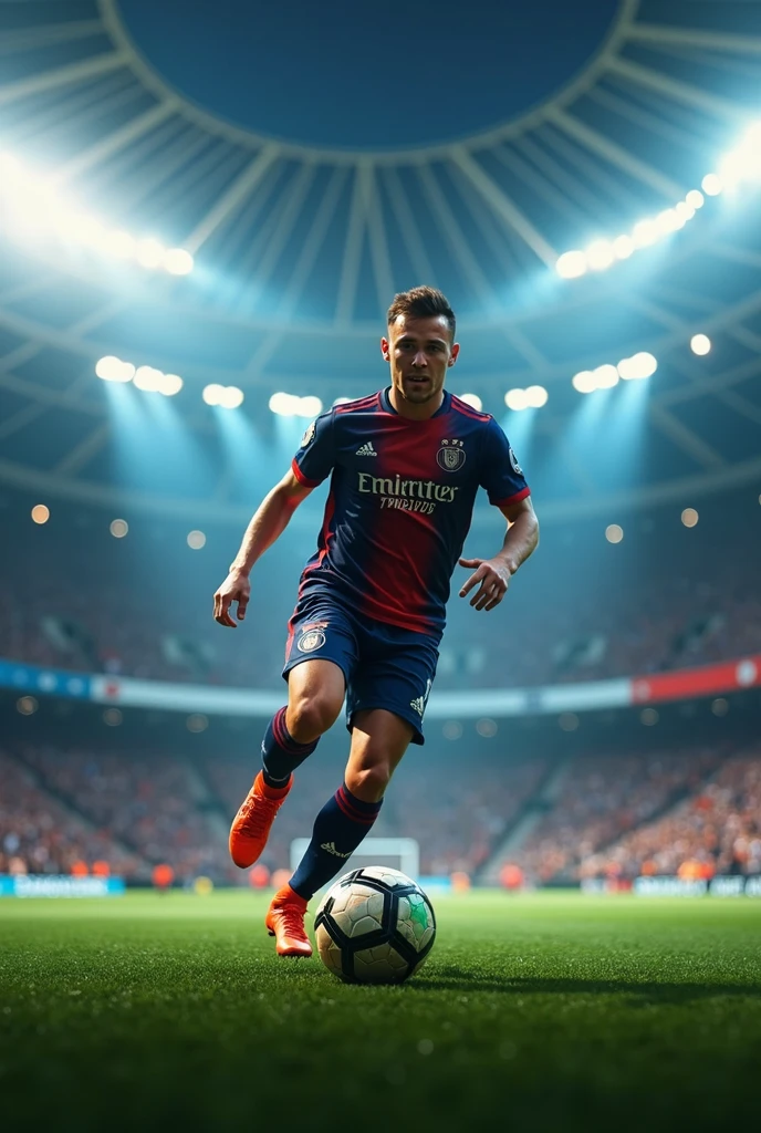 Create a captivating image for my Football content YouTube channel with a captivating and unique name for the page on it