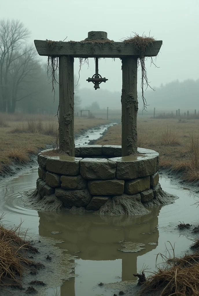 Well filled with mud