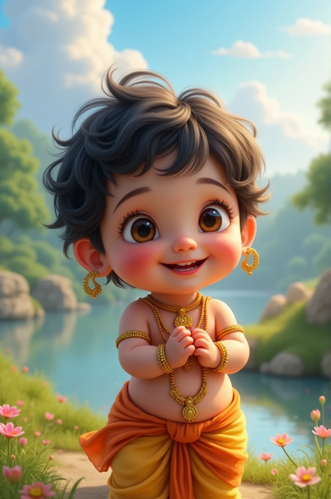 (Photo realism 1.2) A little lord Krishna with cute smile