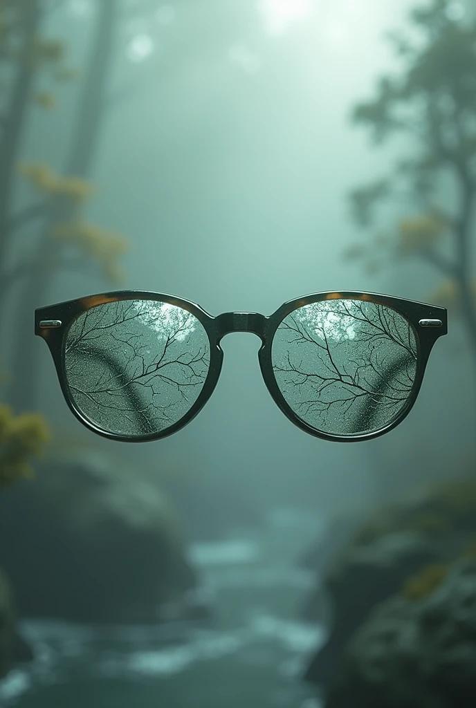 Eyeglasses with veins on lenses. No person