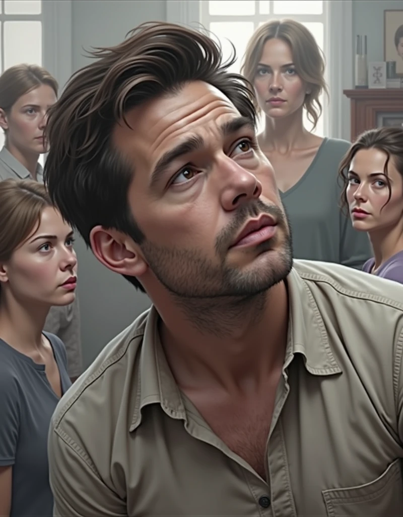He is looking at his women .