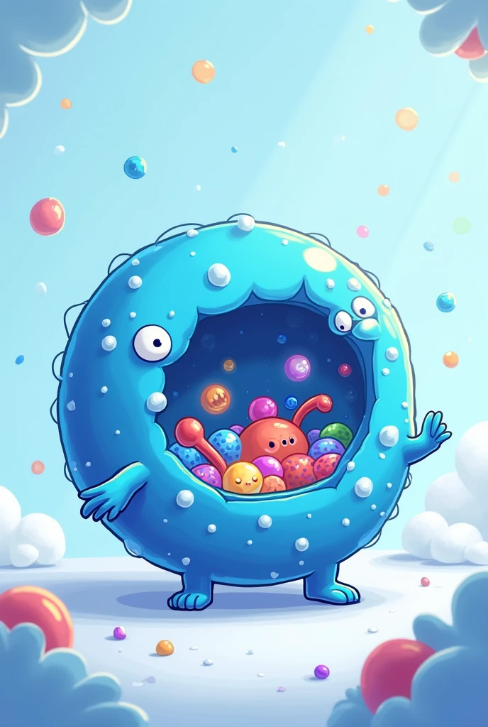 Create a cartoon style blue cell