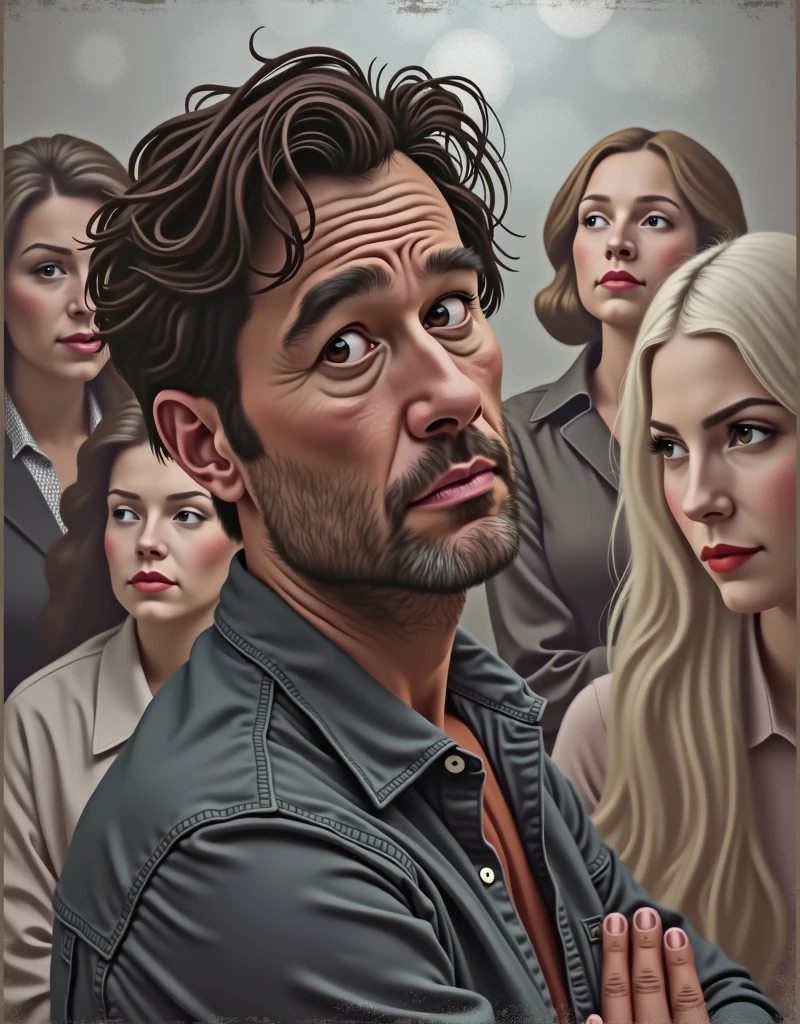 He is looking at his women .
