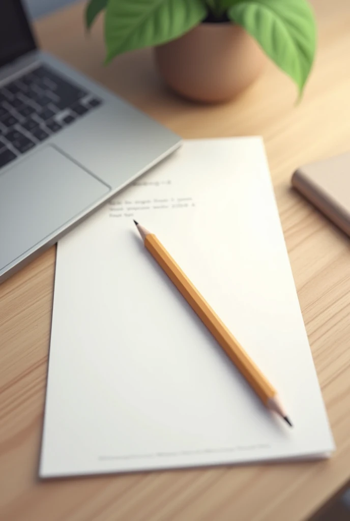 A pencil on the copy and copy on the table