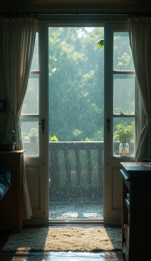 small drops of water from the roof inside the house