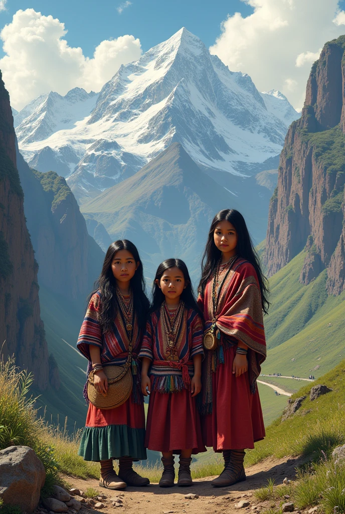 3 young female sisters from the mountains of Peru
