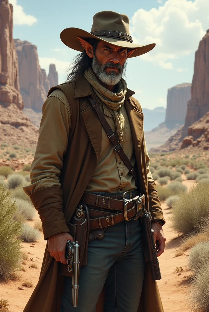 Male Character Half-Elf Gunslinger Old West RPG