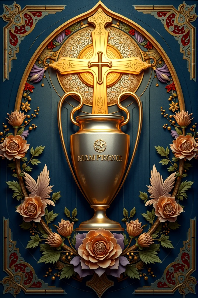 Champions league logo in the style of Christianity