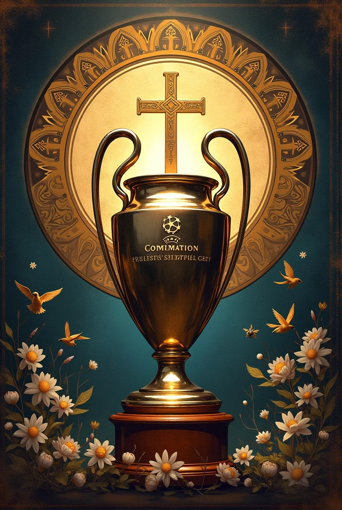 Champions league logo in the style of Christianity