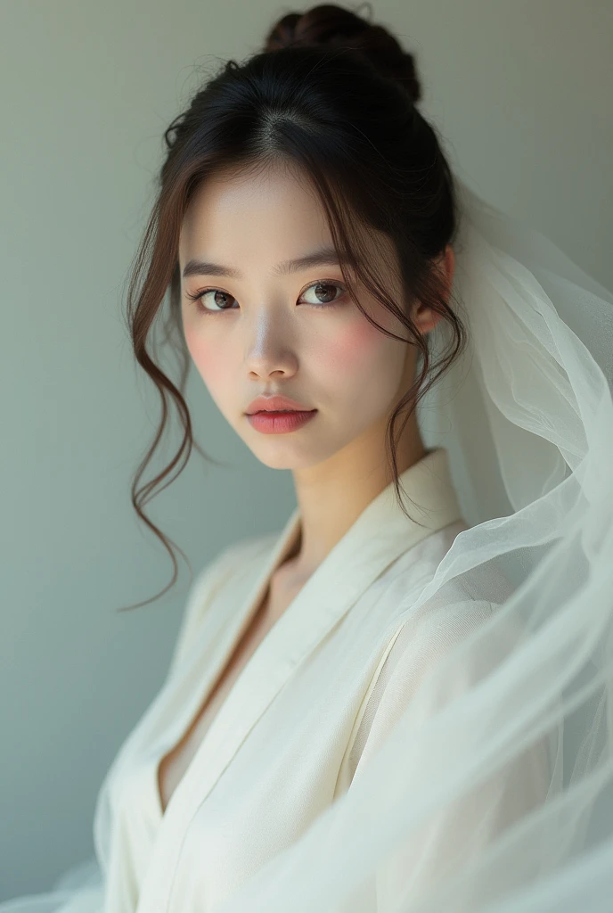 Myanmar girl, traditional dress, wear white thin cloth and dress, sexy style, full body