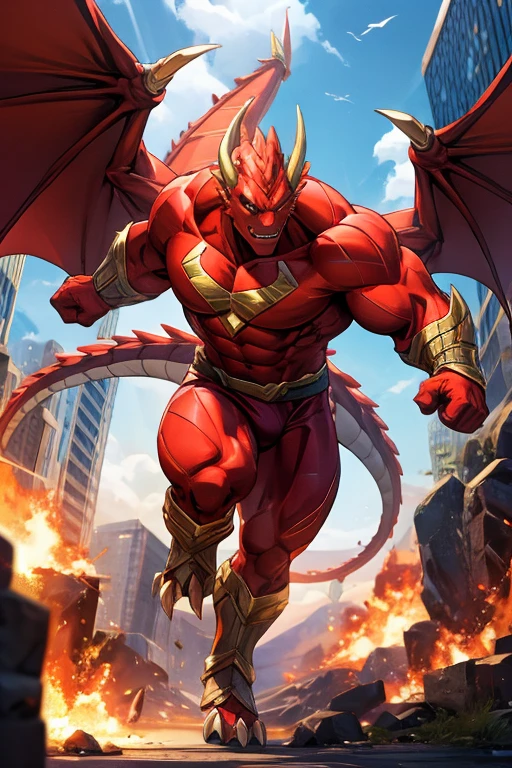 Dragon Superhero in an action sequence for a movie