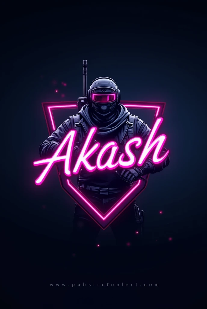 AKASH name unique logo for side pubg gamer neon light 