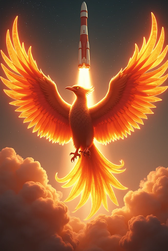 spawn a phoenix with a space rocket behind its wings