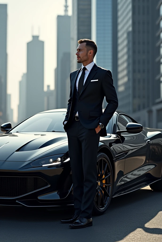 Man being rich and successful with his luxury car