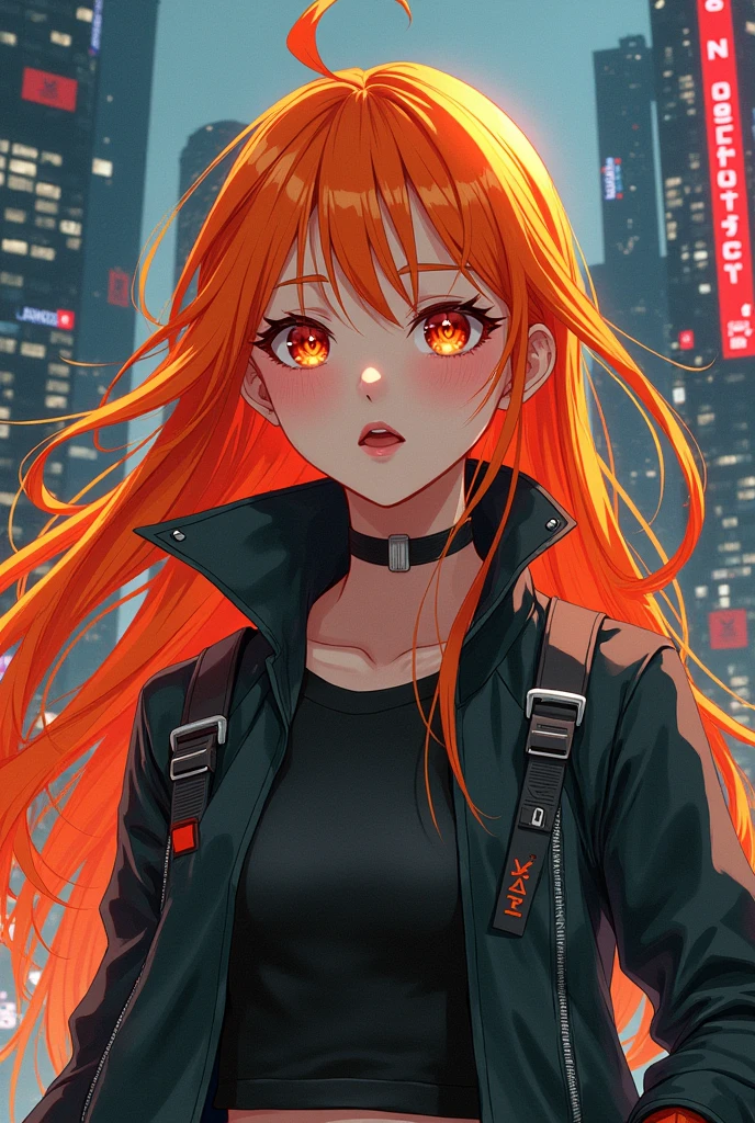 Cyberpunk Revolutionary Girl Utena Long hair Cute hairstyle Vtuber Energetic Orange hair