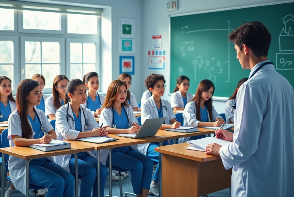 Medical students class me padh rahe hai