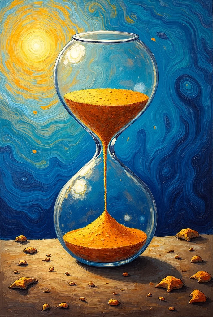 An hourglass in Vincent Van Gogh painting style