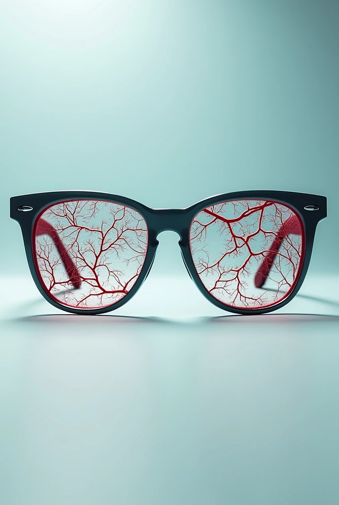 Vein vision eyeglass with veins on lenses. No person