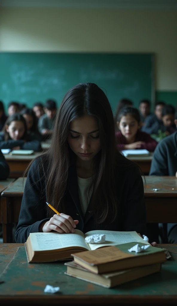 A landscape photo of students in class without teacher with miserable condition 