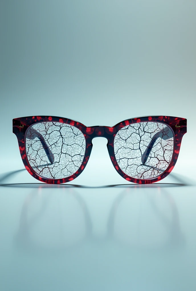 Vein vision eyeglass with veins on lenses. No person