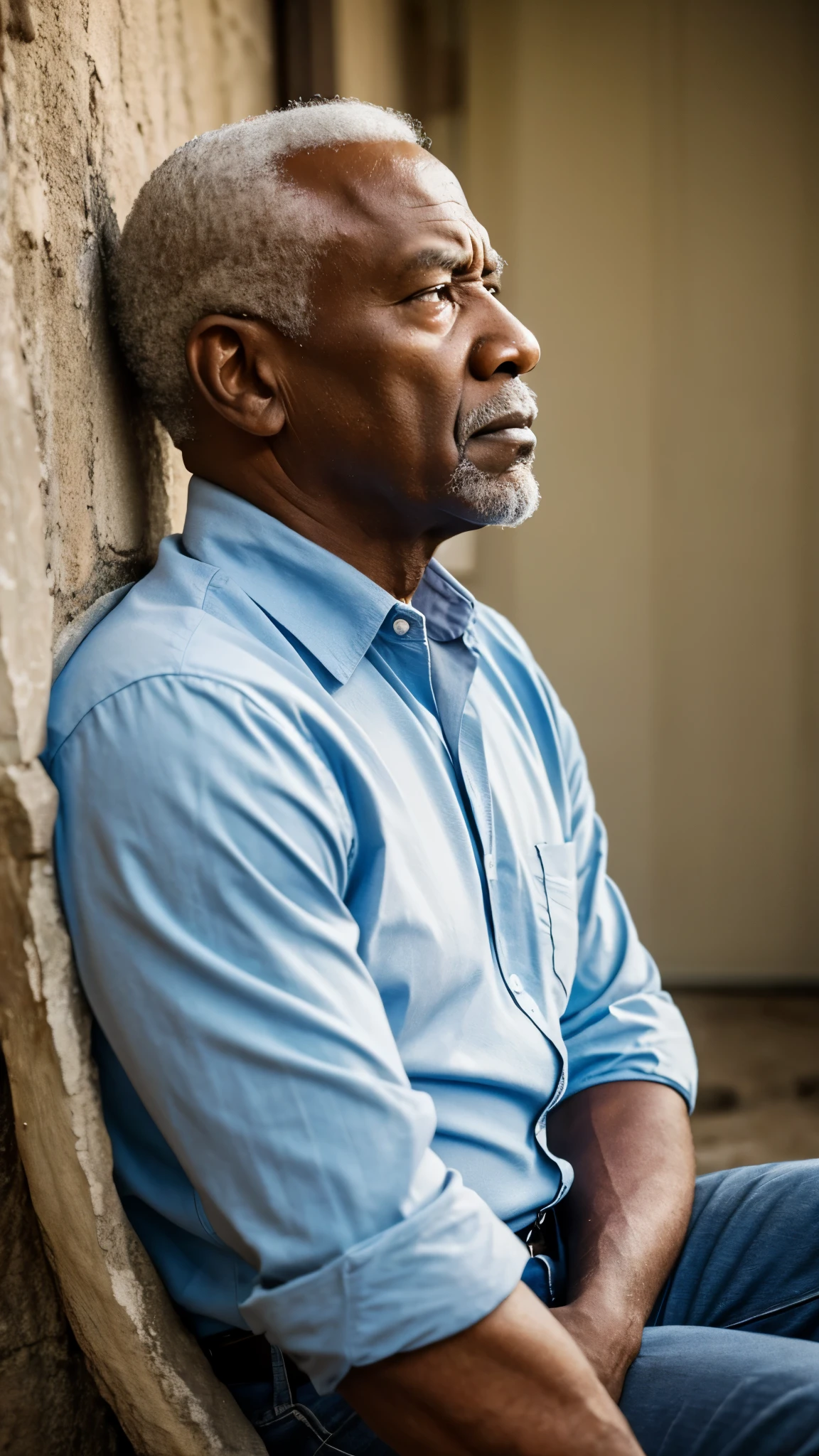 pensive elderly black man