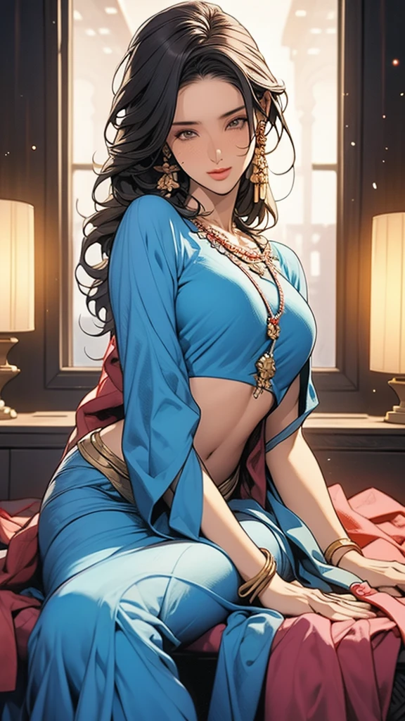 Salman Khan as a woman, 23 years old girl with her wearing saree, big breast, beautiful face, sexy figure, curvy body, proper eyes , proper hands, proper fingers, location Fashion Ramp walk, proper picture, no extra hand or finger