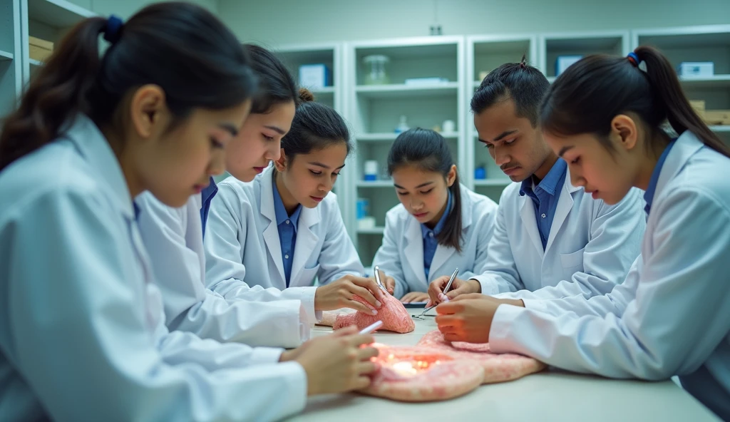 Medical students practical kar rahe hai class me Indian environment real image
