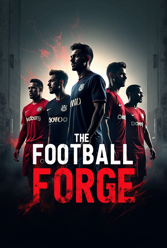 Create a captivating logo banner for my Football content YouTube channel, including famous football stars, and put the name “The Football Forge” 