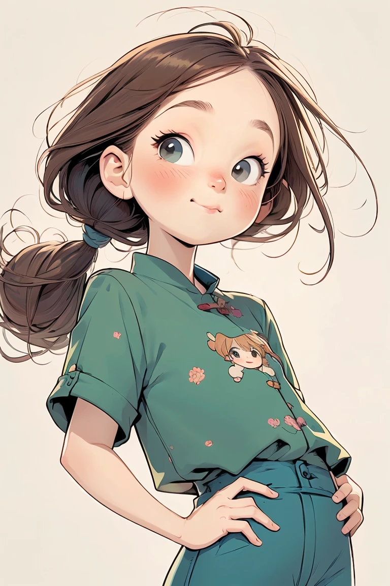 Chibi A cartoon baby wearing a green shirt and blue shorts, Cute numbers, Cute numbers艺术, Beautifully detailed digital art, Lovely portrait, Lovely art style, Beautifully detailed artwork, Cartoon art style, Super cute and stylish red-haired girl, Kawaii realistic portrait, Cute cartoon style, Cute cartoon characters, (((Red Cliff))) Beautiful Art, Digital Cartoon Art, cartoon style illustration, Realistic cute girl--automatic