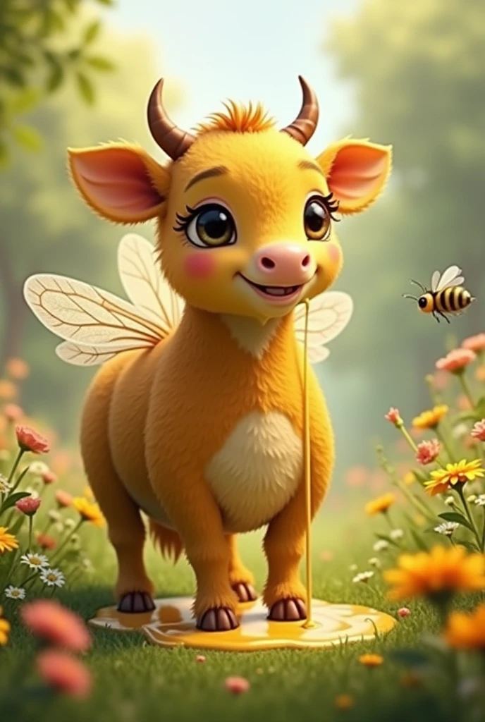 A cow and bee mixed together, produced honey milk, female
