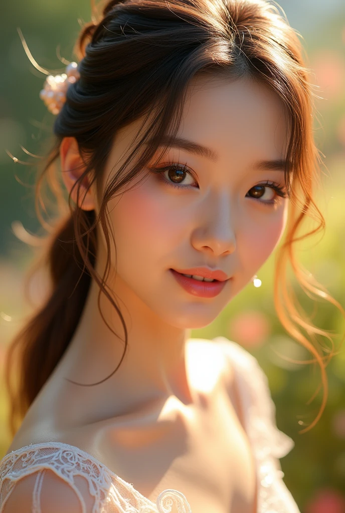 (masterpiece,Highest quality:1.4),(8k,RAW Photos,Photorealistic:1.4),Ultra-high resolution, ,(Glowing Skin:1.4),Detailed肌,Detailed顔,Detailed目,(Beautiful and shining eyes:1.2),Symmetrical eyes,Detailed耳,One person,Natural Makeup,(((Idol))),,Detailed背景,Vivid background,Beautiful and shiny hair,,((Average teenage breasts)),,(Detailed Angel,Sexy Costumes,god々Beautiful garden,full body),Beautiful Asian face,((Sharp Face)),Natural light,sit,(Very detailed ,,online shopping,LUMINE® Market,),real,,Professional,(Detailed,Location was great.),
