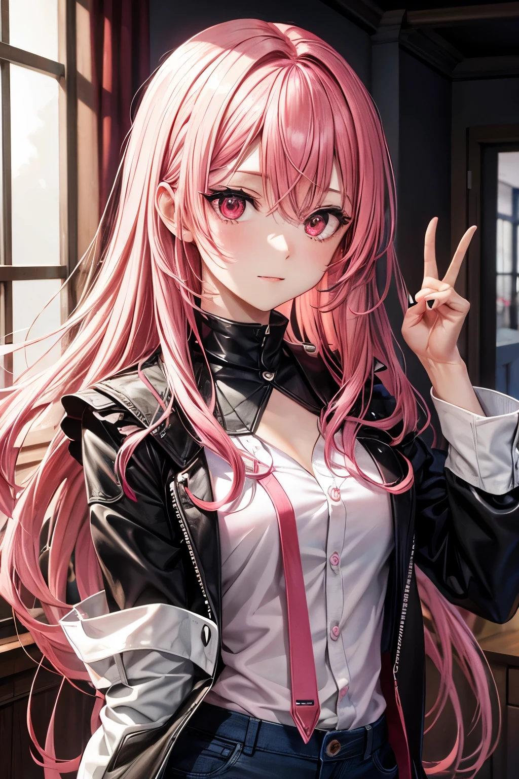 Red eyes Pink Hair