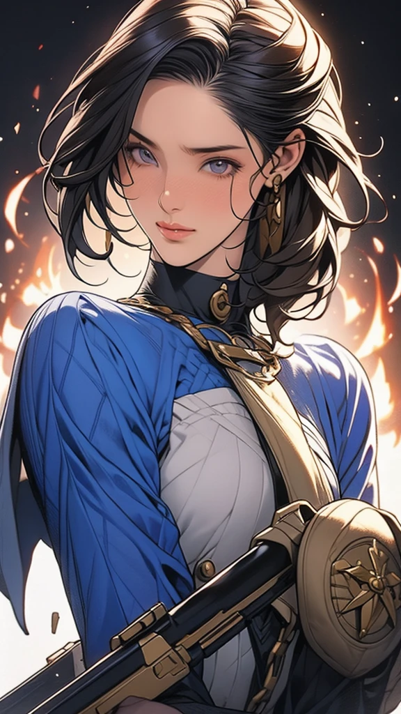 Women Soldier Weapon In Hand,Girl, Solo,1Girl, Masterpiece Beautiful Face Elegant Eye's