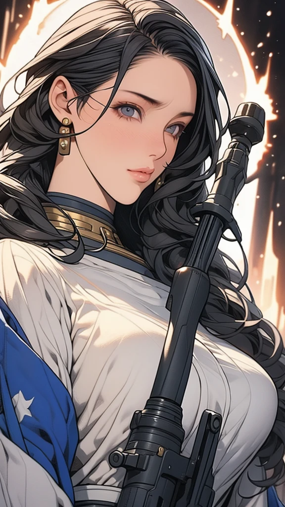 Women Soldier Weapon In Hand,Girl, Solo,1Girl, Masterpiece Beautiful Face Elegant Eye's