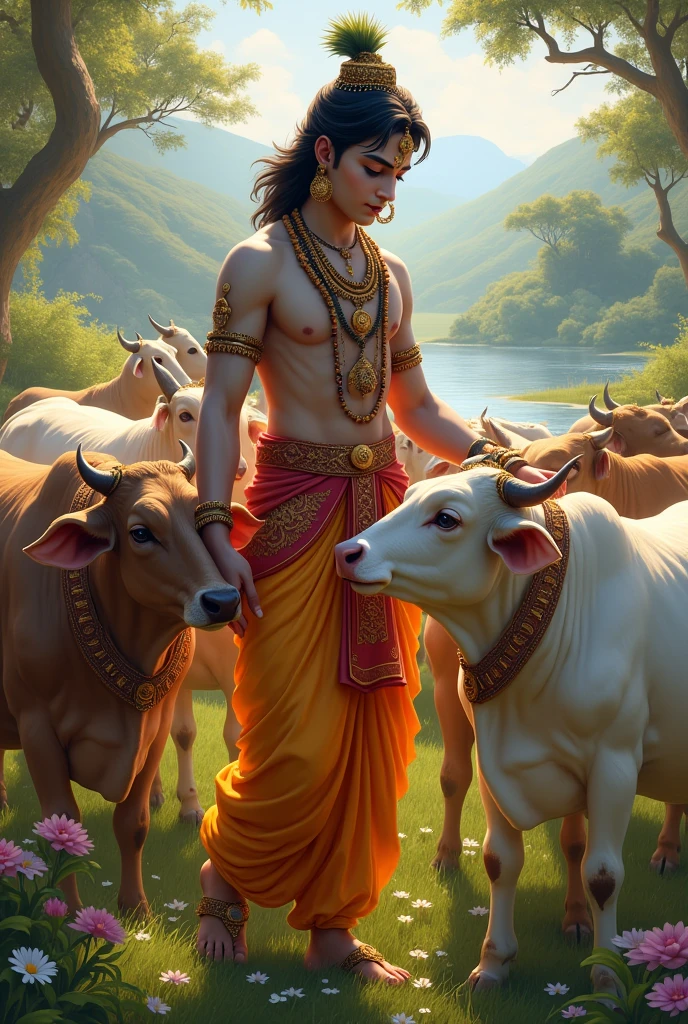 Krishna,on cow