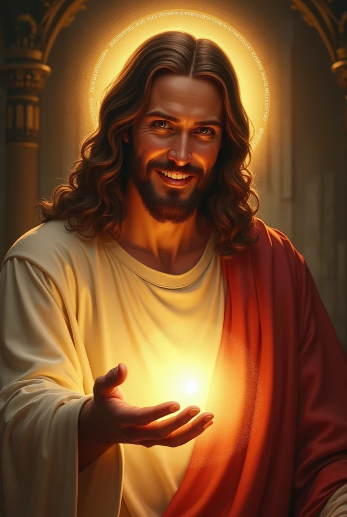 Jesus Christ, kharisma, hood, shining, smile, blessing, look at me