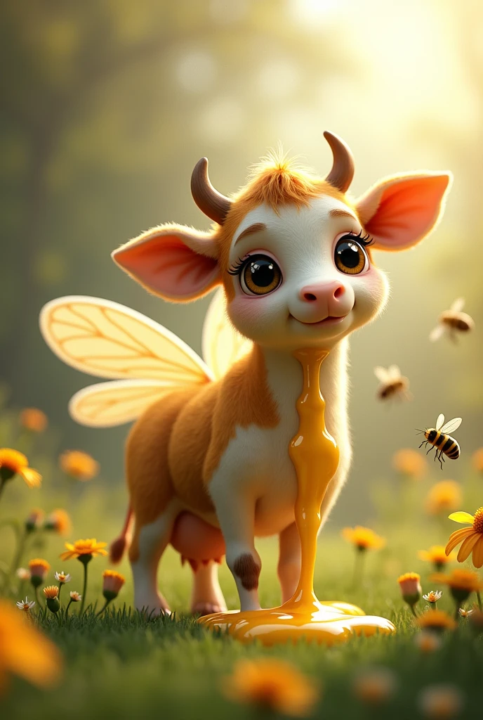 A cow and bee mixed together, produced honey milk, female