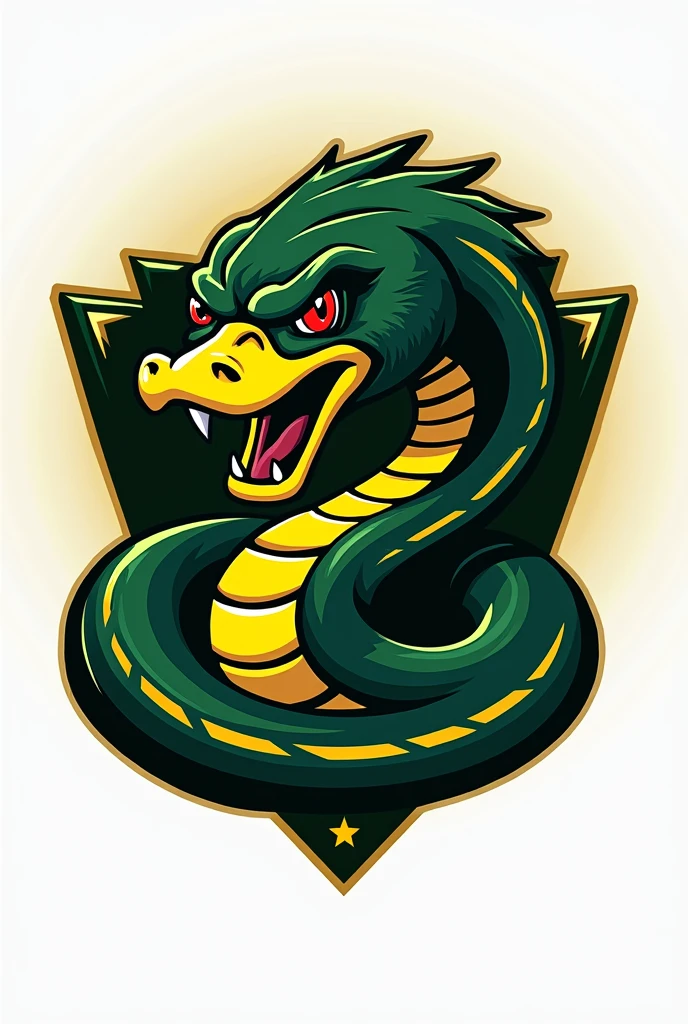 Create a logo for medical athletics, with an angry snake with a duck&#39;s head. green and yellow. Military standard.