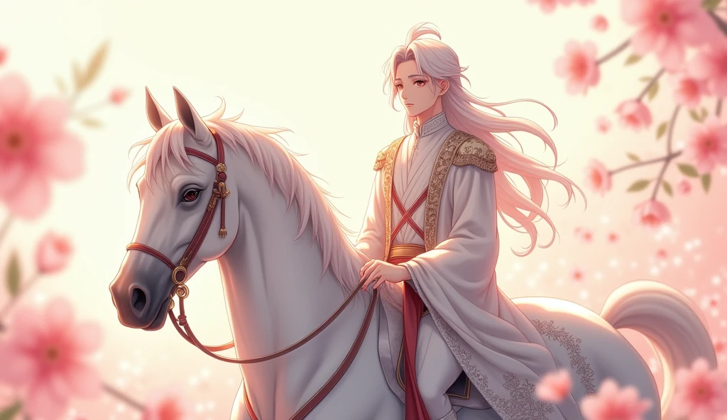 Anime style,White Horse王子,Rose,White Horse,An elegant prince