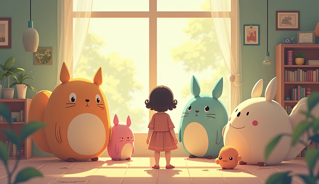 Lofi, Studio ghibli inspired, use a pastel color palette with different angles and expressions