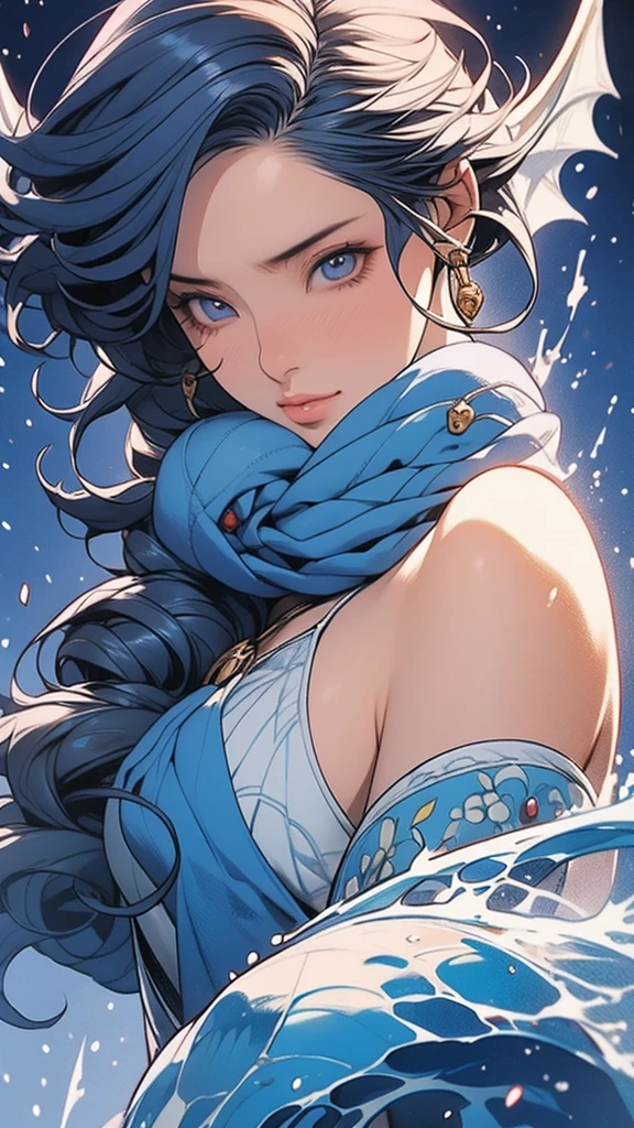 Dragon Of Water Element,Solo,1Girl, Masterpiece Beautiful Face Elegant Eye's