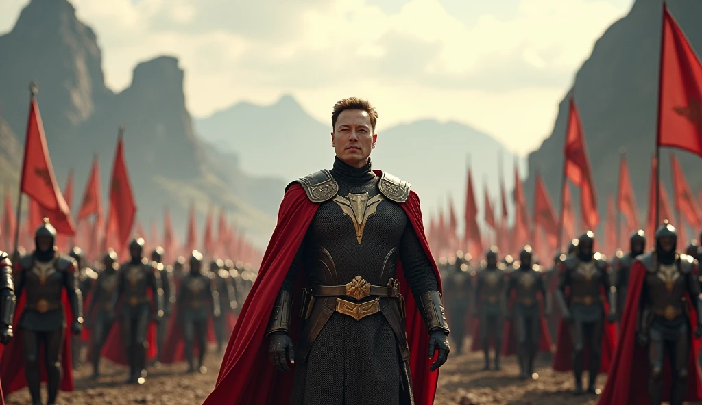 Elonmusk and its army in a war like a king war