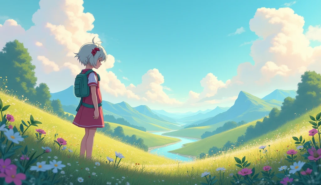 Lofi, Studio ghibli inspired, use a pastel color palette with different angles and expressions, landscape