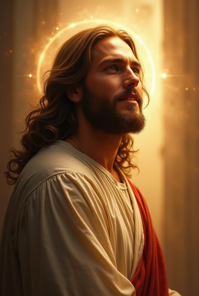 Jesus Christ, kharisma, hood, shining, smile, blessing, look at me, side light